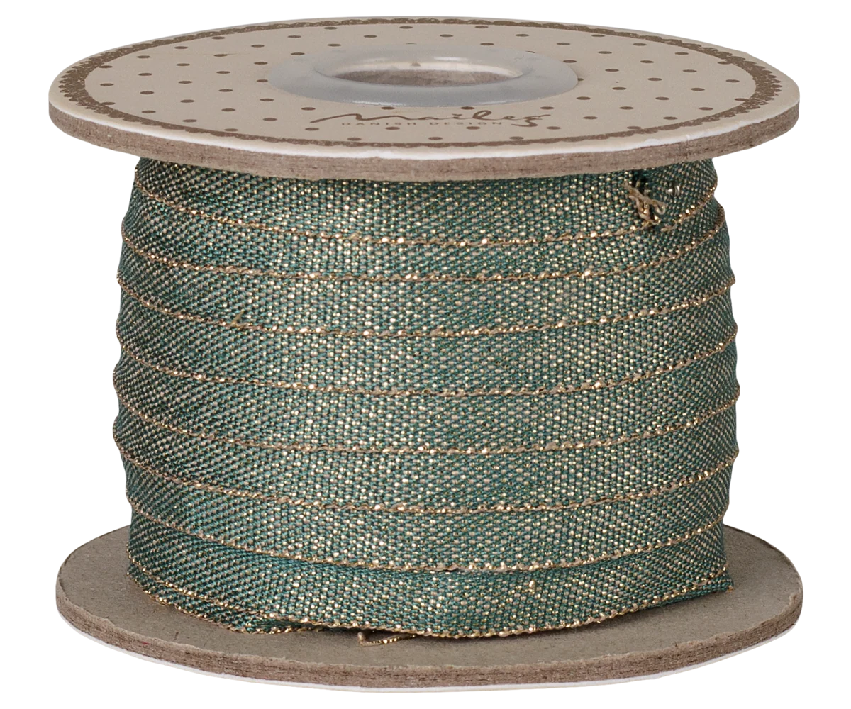 Ribbon, W: 6 mm :  Green/Gold 25m