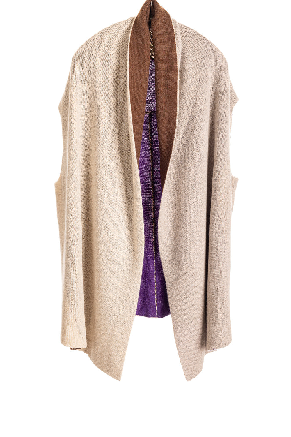 Reversible Color Block Vest - Natural/Purple