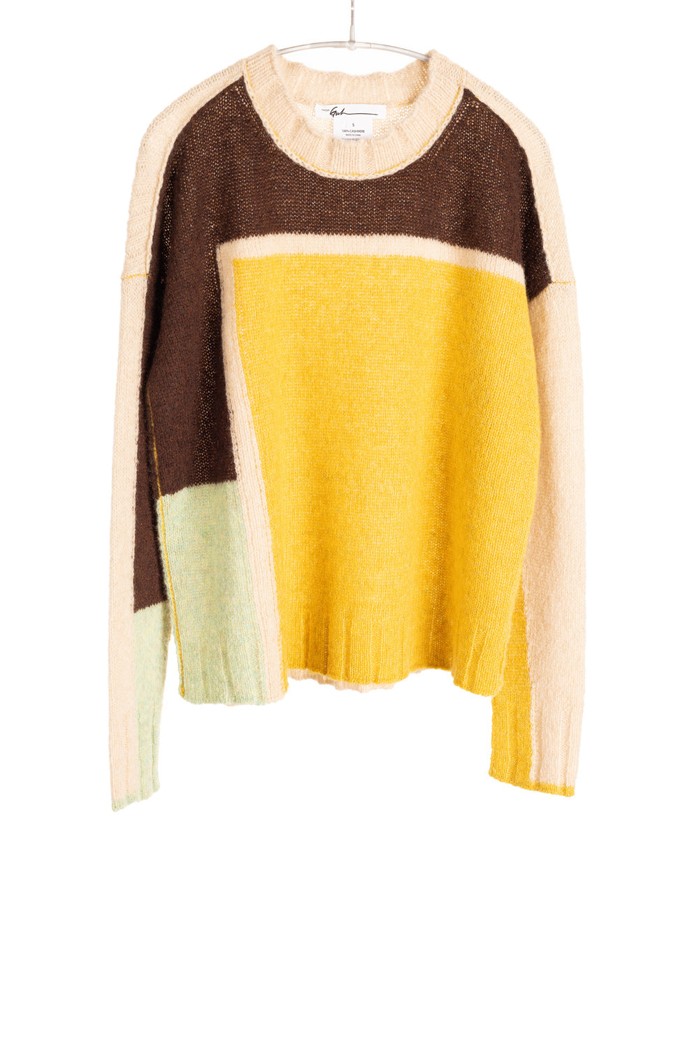 Dreamy Cashmere Block Crew - Beige/Turmeric