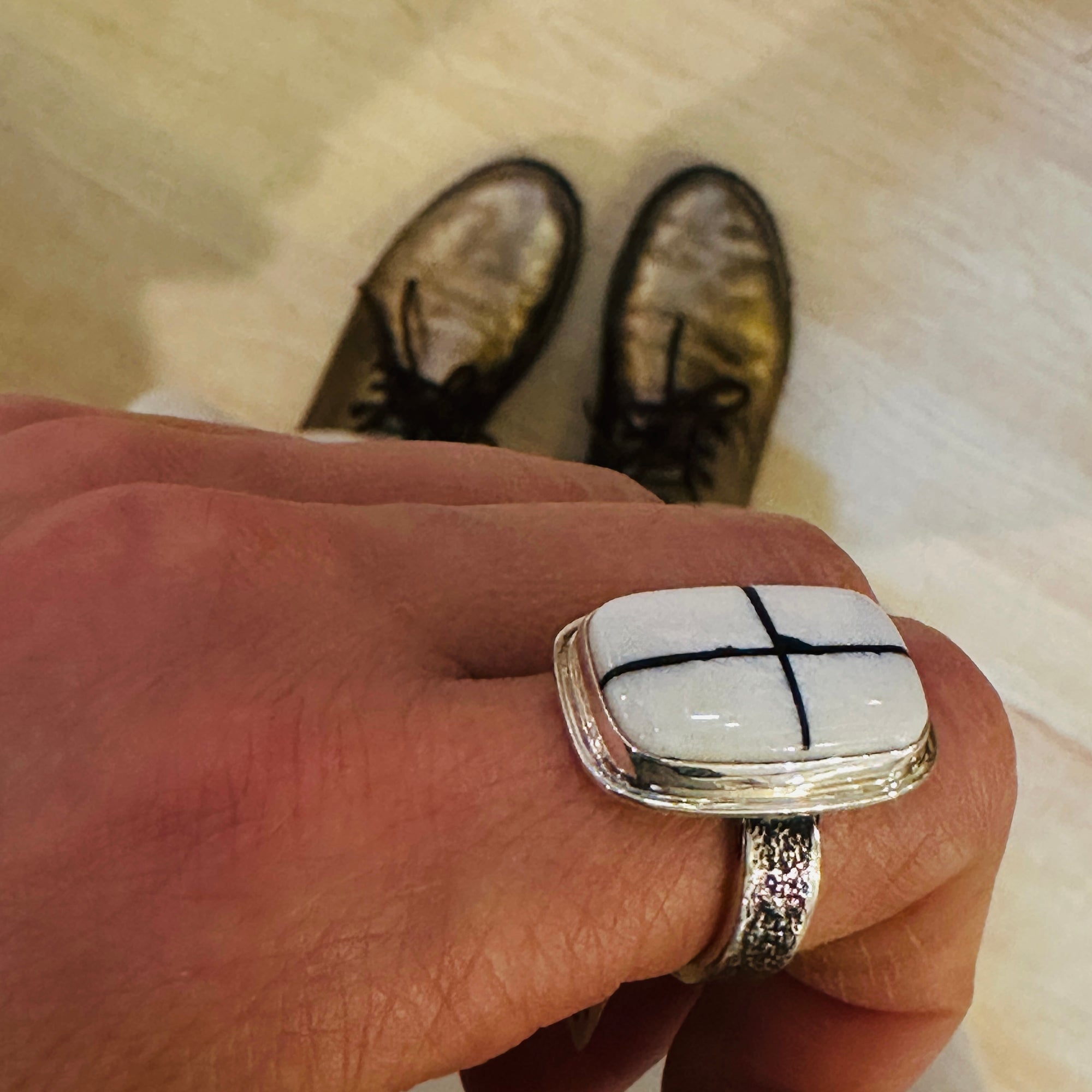 White Buffalo SS Ring - Rectangle