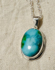Sonoran Gold Turquoise Pendant SS Necklace
