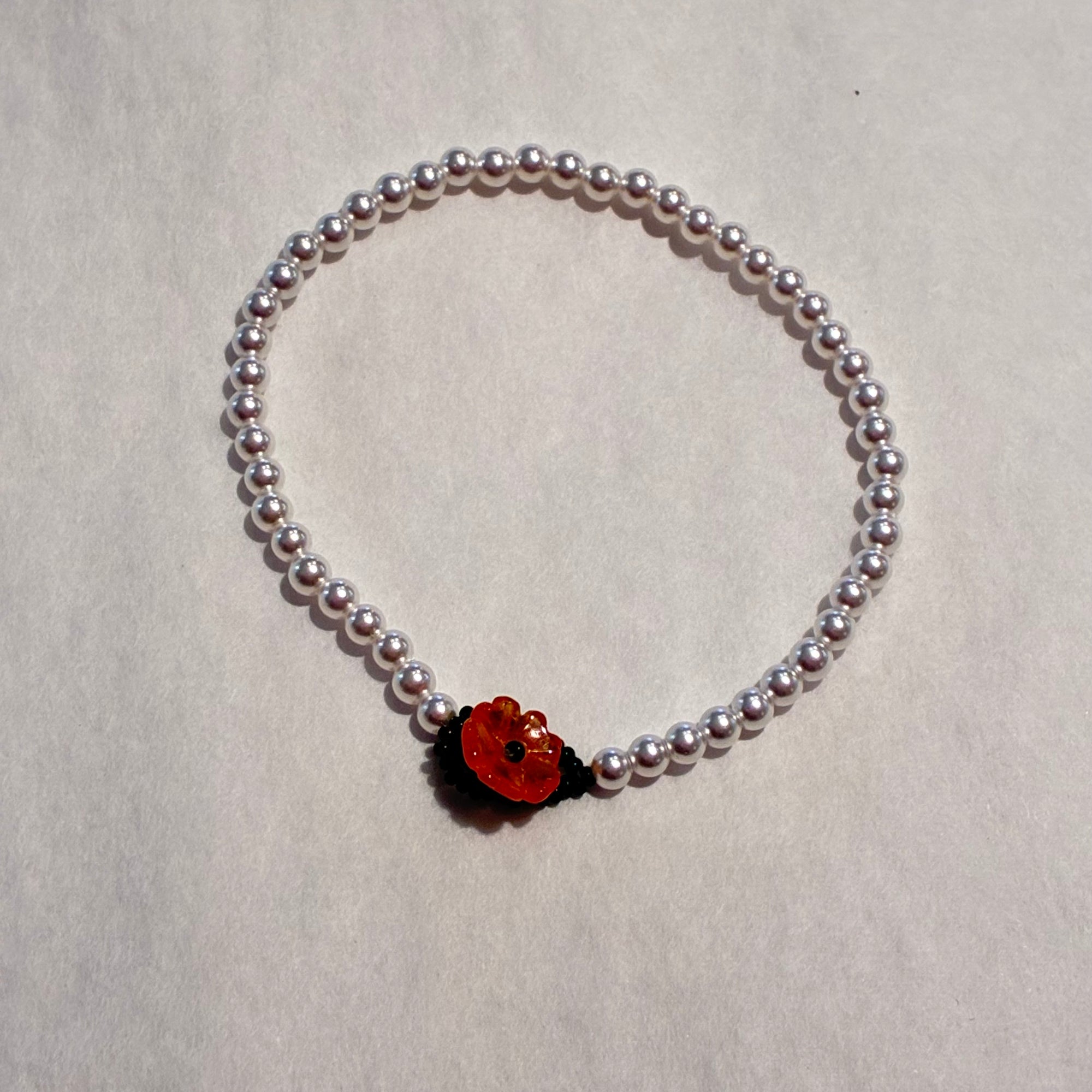 Flower Button and Pearl Bracelet