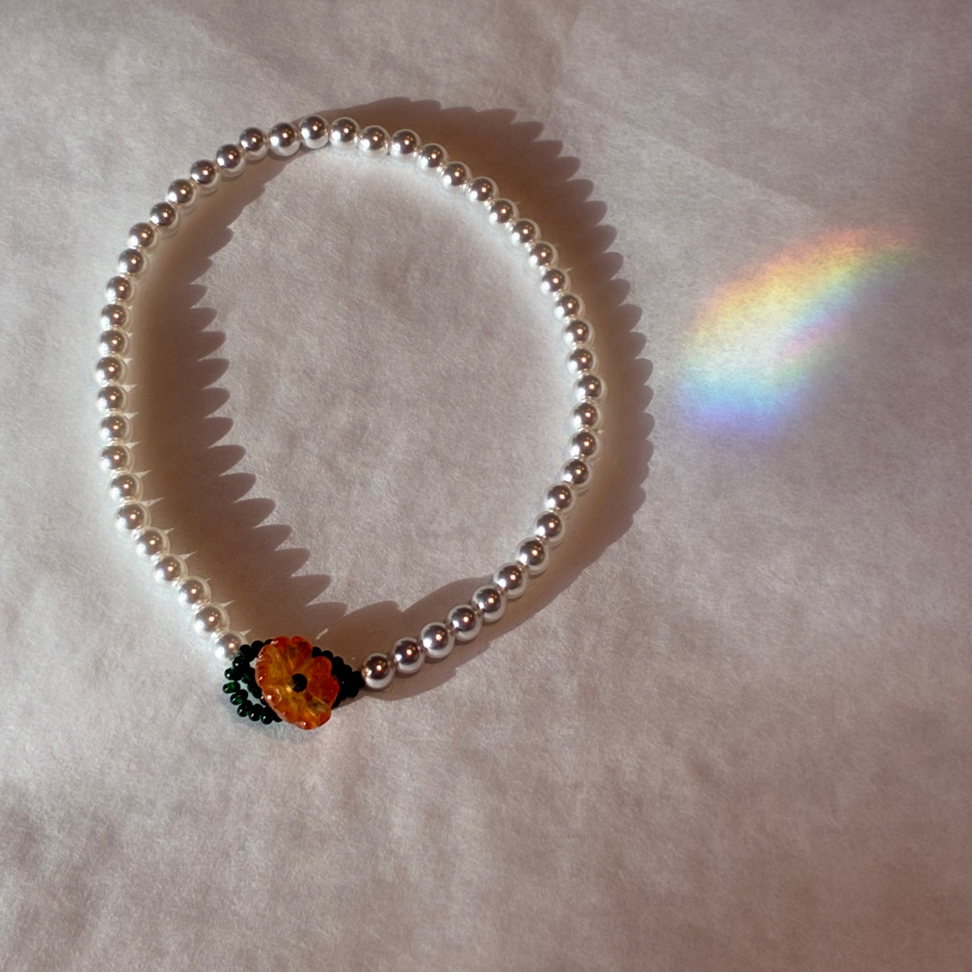 Flower Button and Pearl Bracelet