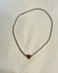 Flower Button and Pearl Necklace