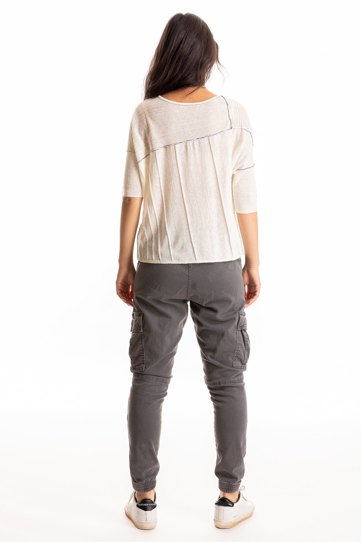 S453LN Linen - Half Sleeve Bateau CHALK