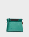 Vali Crossbody Small Deep Sea Green Leather Bag - Tiger and Flowers Embroidery