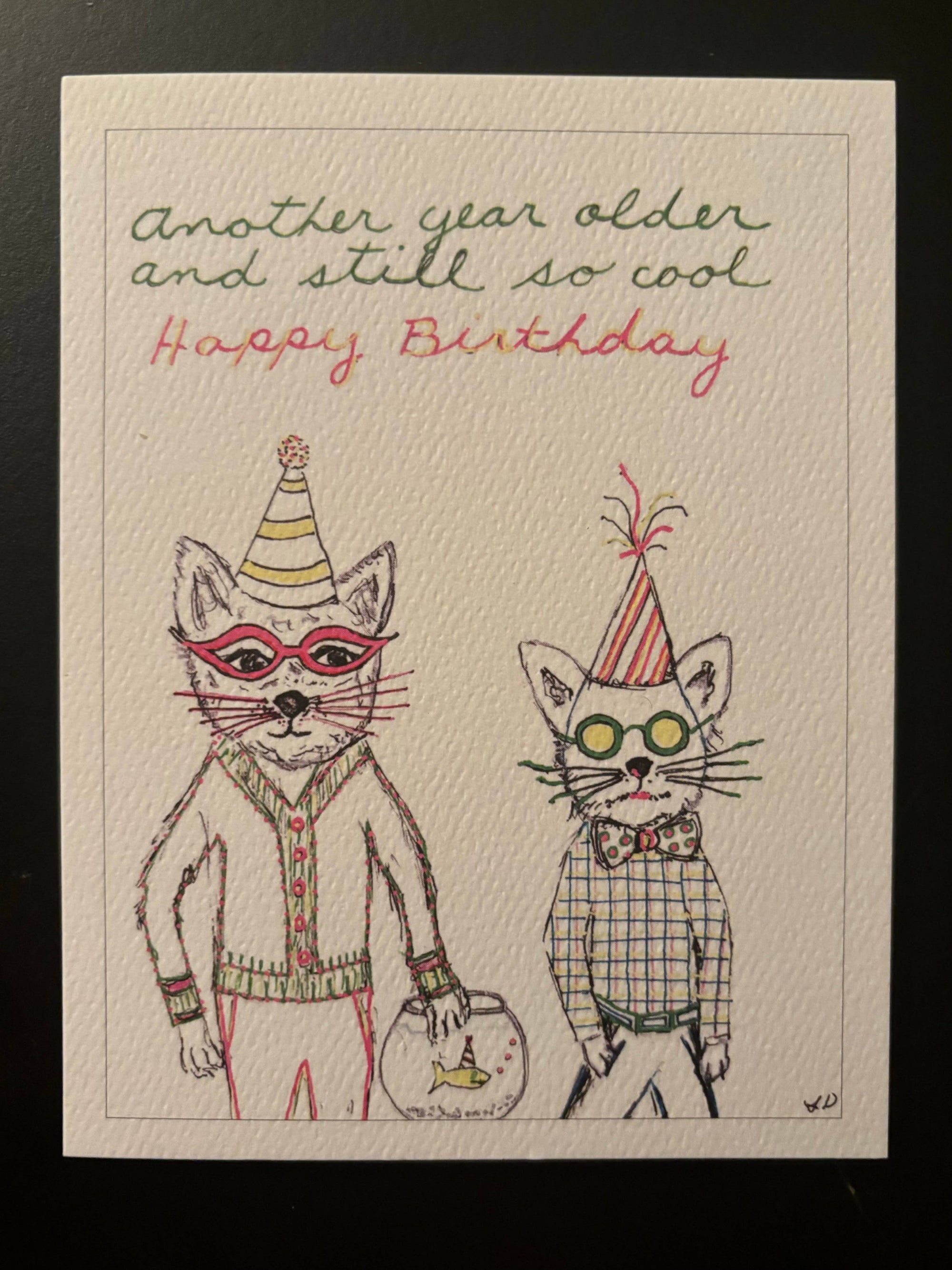 Still so cool happy birthday stylish cat card pet card