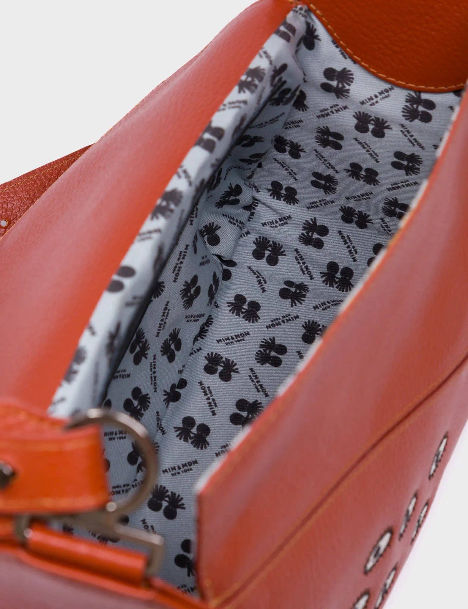 Houston Baked City Brown Leather Shoulder Bag - All Over Eyes Embroidery