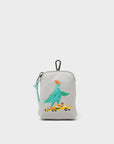 Florence Pouch Charm - Moonwalk Gray Leather Keychain Pigeonista Embroidery