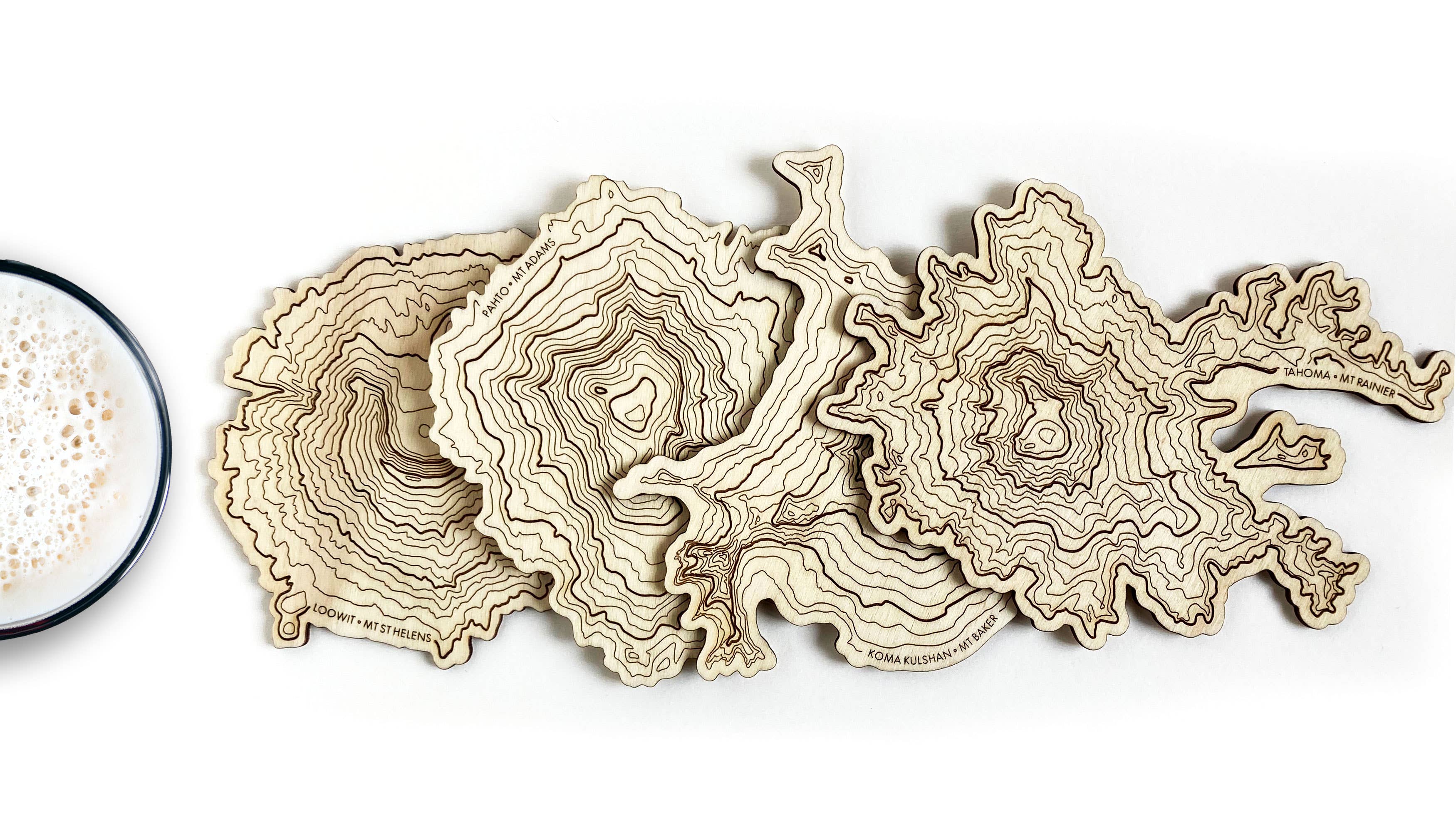 Simple Modern WA Volcanoes Topography Coasters - Thumbnail 3