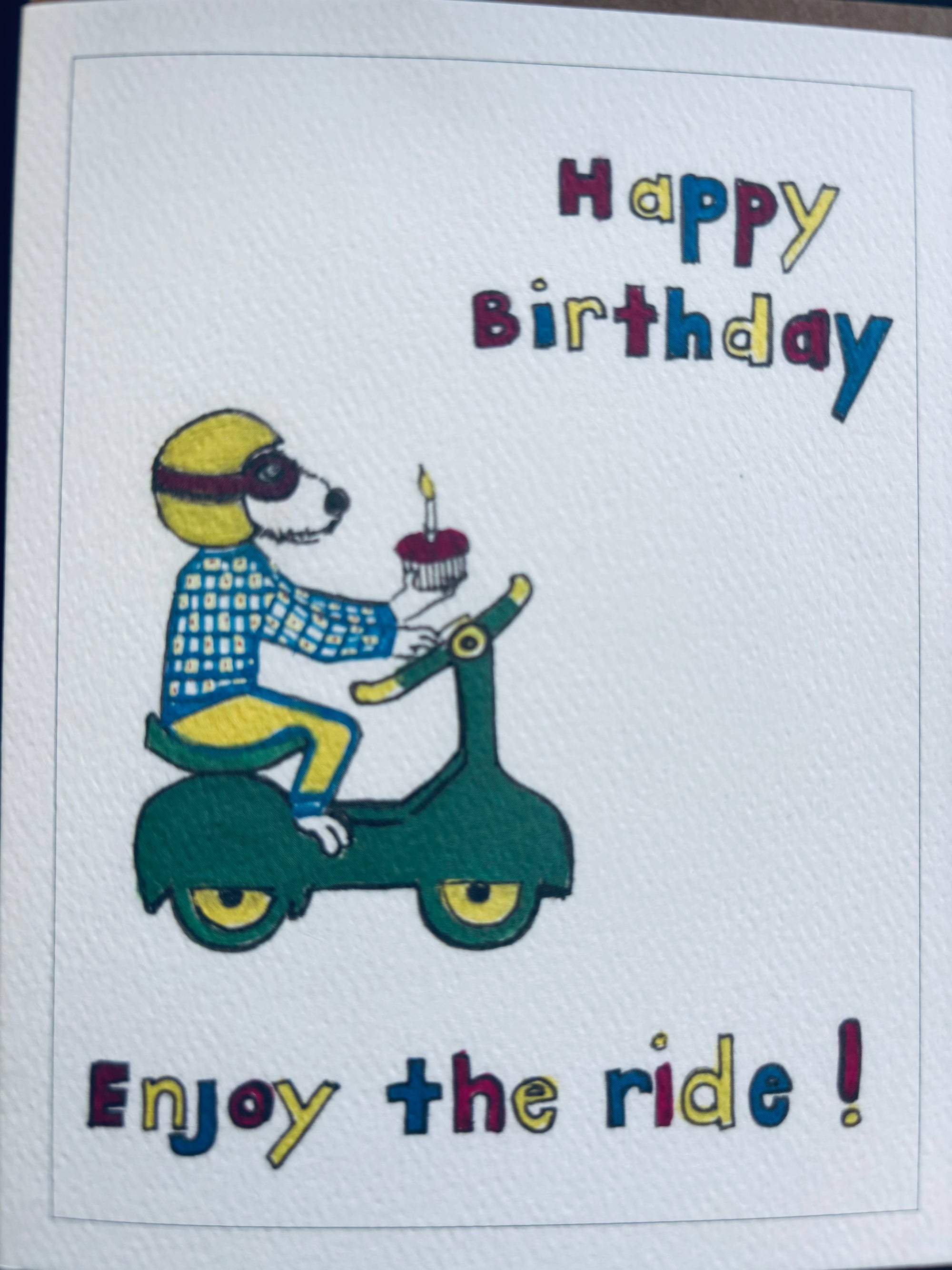 Enjoy the Ride Happy Birthday dog scooter cupcake dog card