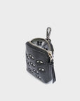 Florence Pouch Charm  - Black Leather Keychain Eyes Embroidery