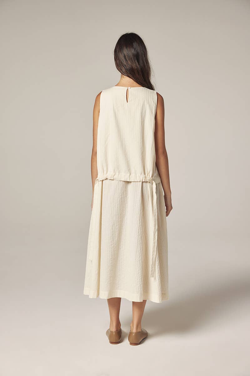 Waist Tie Midi Dress - Ecru