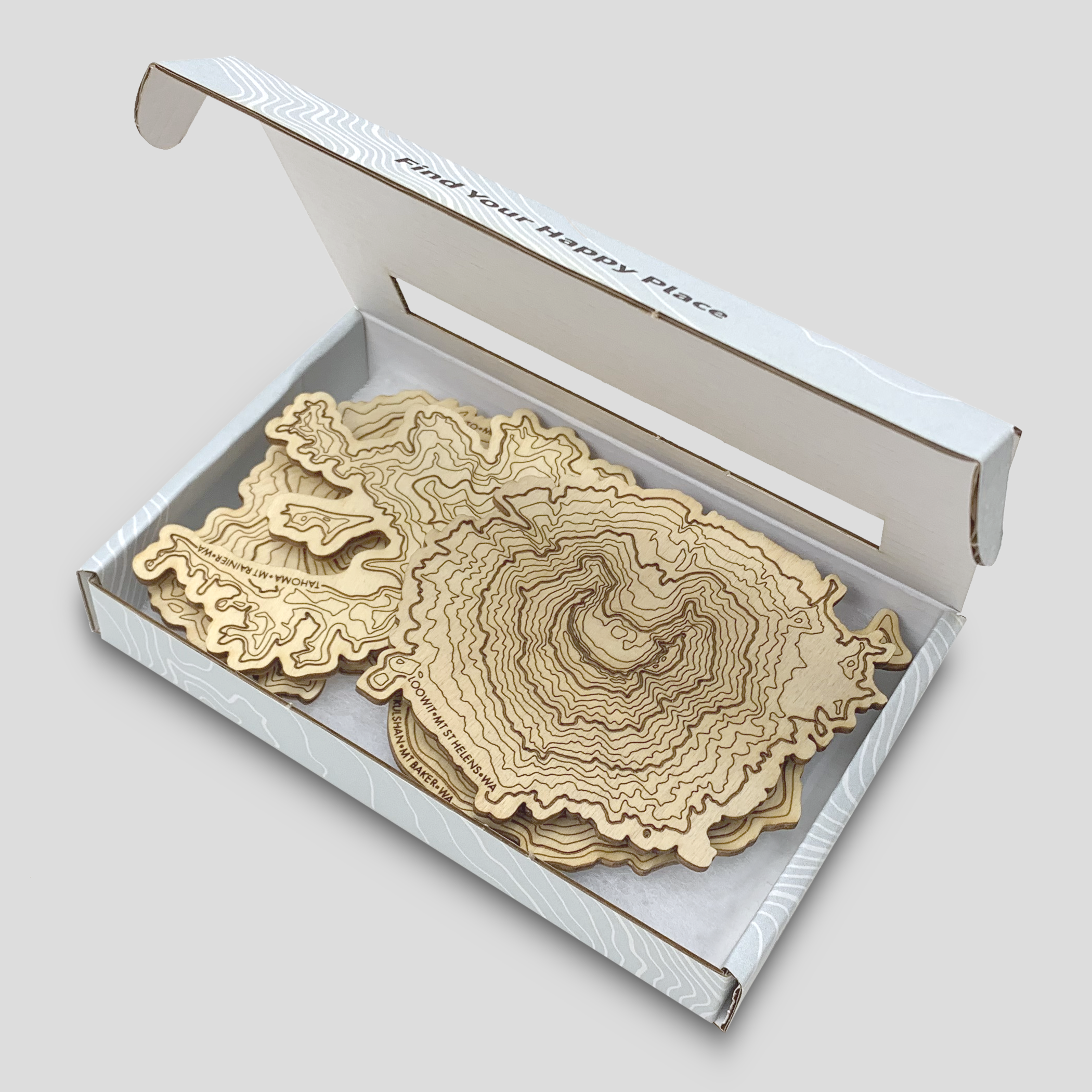 Simple Modern WA Volcanoes Topography Coasters - Thumbnail 2