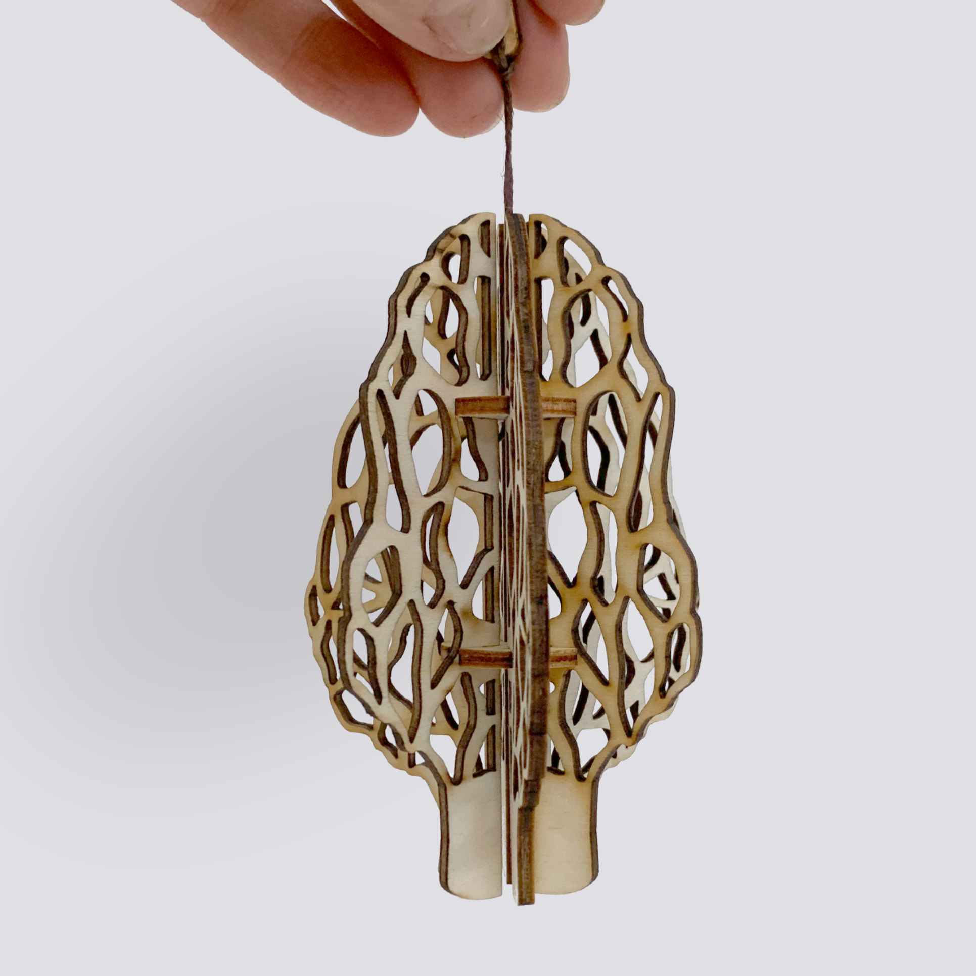 3D Wood Ornament | Morel Mushroom Ornament | Wood Mushroom
