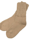 Airy Organic Cotton Ribbed Cuff Crew Socks - LATTE