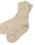 Airy Organic Cotton Ribbed Cuff Crew Socks - CREAM