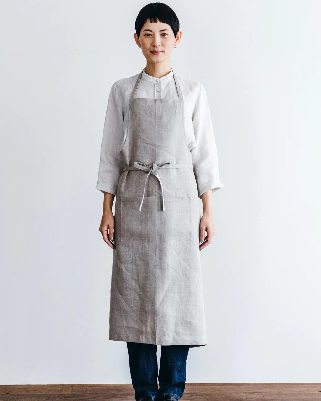 Linen Full Apron in Natural