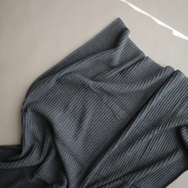 Ribbed Knit Baby Blanket Dark Grey