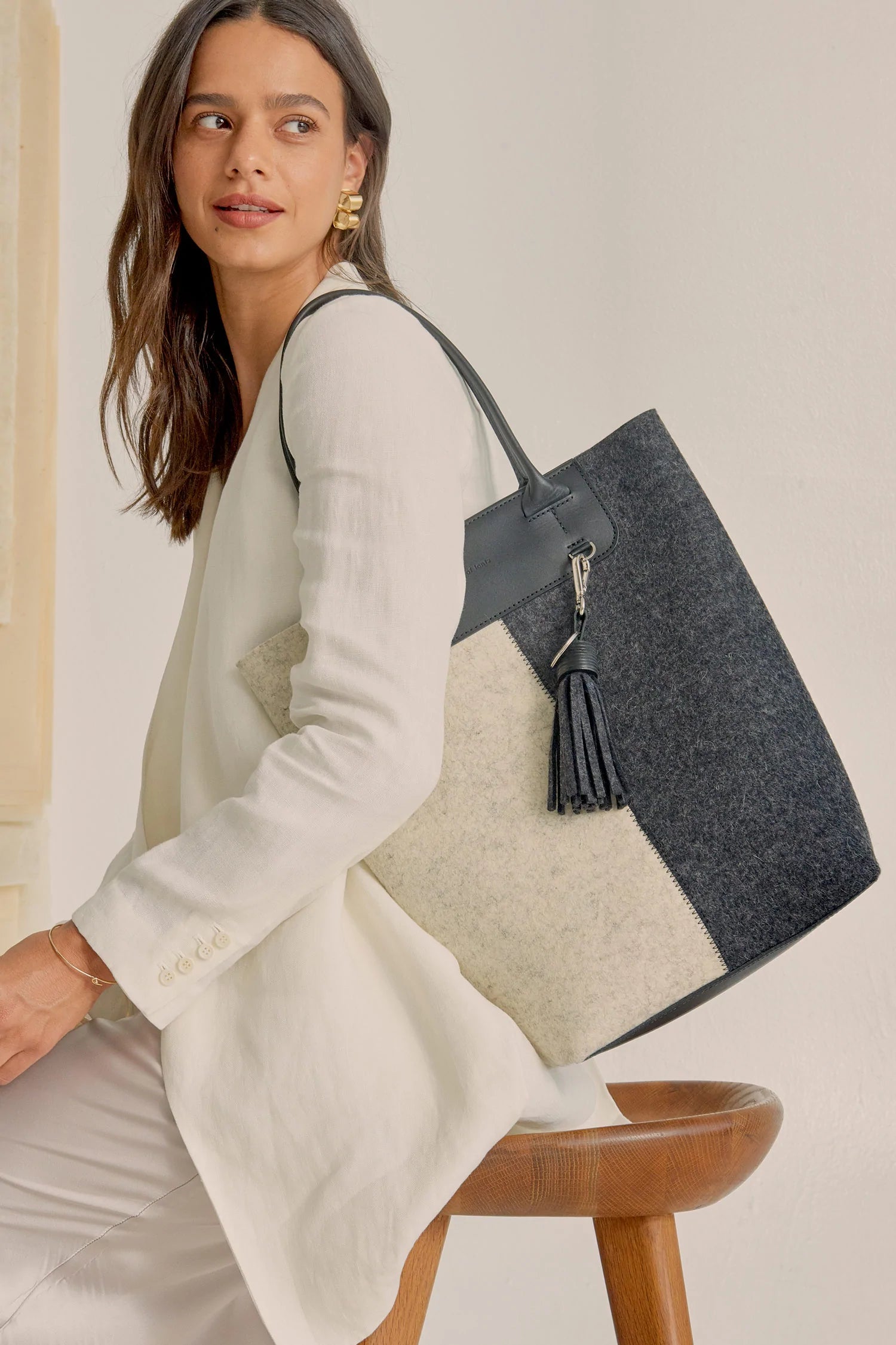 Aiko Petite Felt Tote - CHARCOAL
